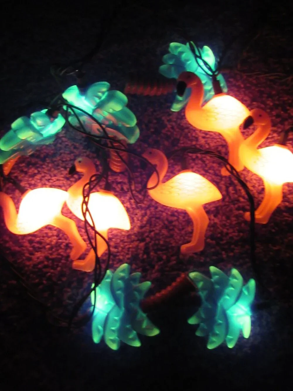 Flamingo & Palm Tree String Lights 8.5' Tropical Patio Party Tiki Decor WORKS!